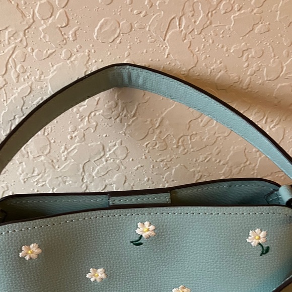 Kate Spade:Darcy Aphrodite Mint Green Floral Small Bucket CrossbodyBag- GoldTone - Picture 5 of 16